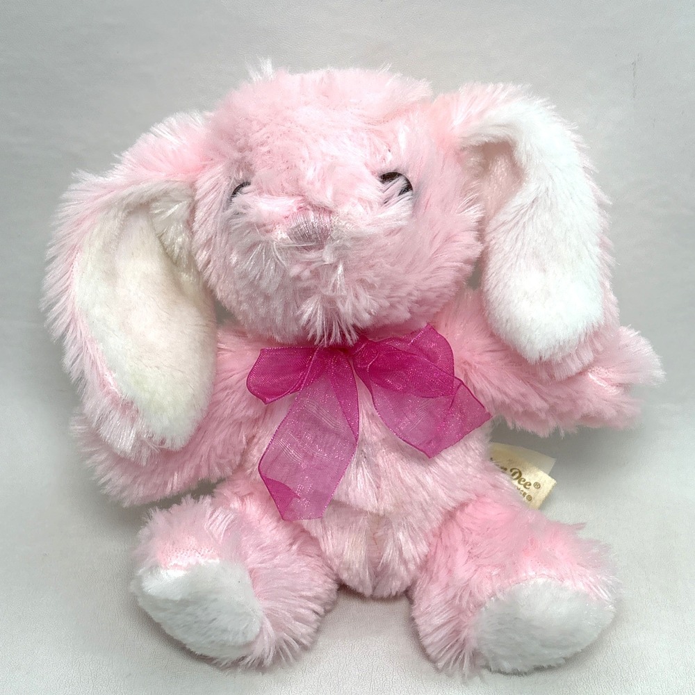 Dan Dee Hope 6" Pink Easter Bunny Rabbit Plush Soft Stuffed Animal with Pink Bow